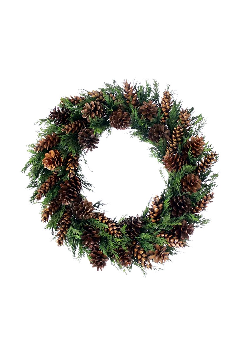 Preserved Cedar & Pine Cone Winter Wreath — 22"