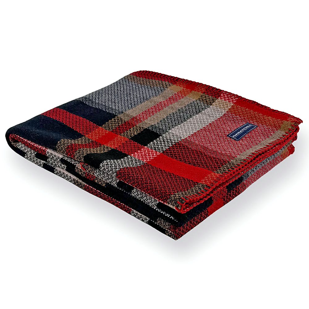 Faribault Mill Broadwater Plaid Wool Throw Blanket (Red/Black)