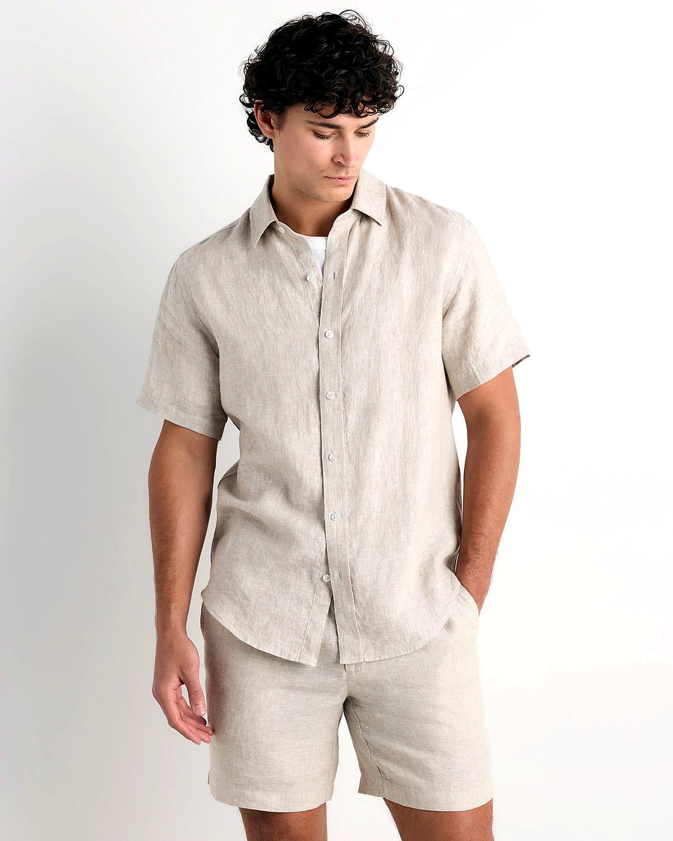 Quince Men's 100% European Linen Short-Sleeve Shirt