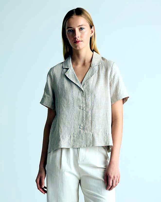 Quince Women's 100% European Linen Short-Sleeve Shirt